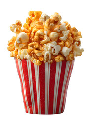 Buttery popcorn snack on transparent background