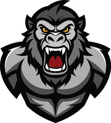Aggressive gorilla mascot logo design pounding chest