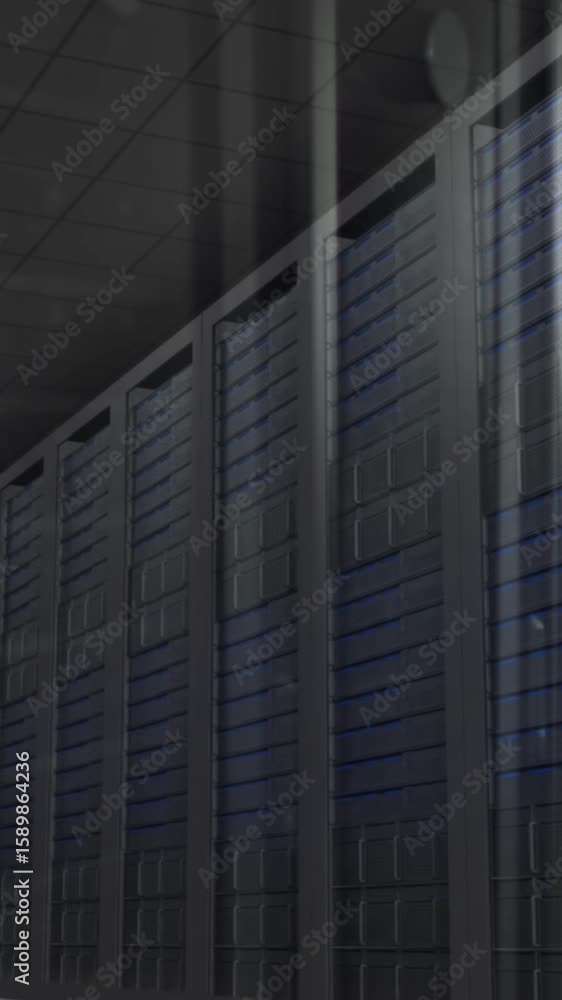 Poster View of empty computer server room in seamless pattern