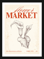 Vintage botanical garden poster vector illustration wall art print floral art print