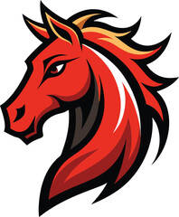 Powerful horse head mascot logo with flared nostrils and dynamic mane