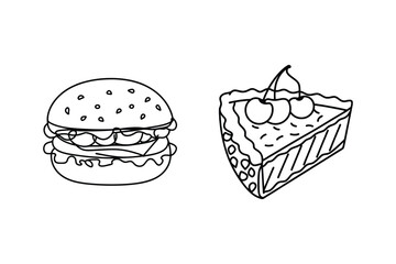 Burger and cherry pie slice hamburger