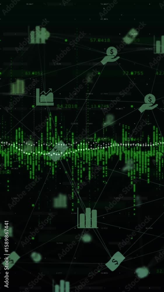Aufkleber animation of play interface on world map and processing data