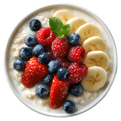Oatmeal fruit berries on transparent background