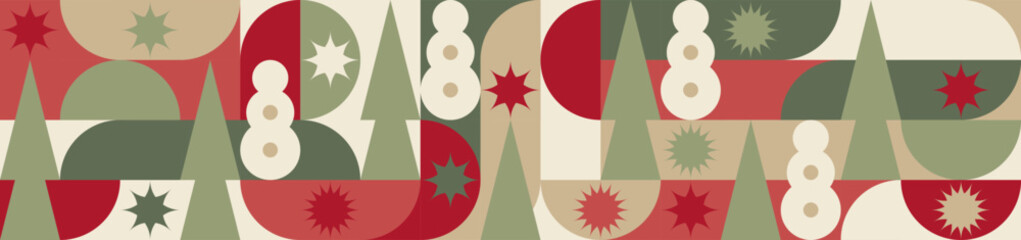 Geometric seamless pattern with winter blue patterns, Christmas trees in Scandinavian style. New Year's fashionable color pattern for textiles and wallpaper, gift design trend.