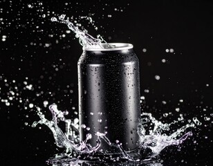 Black can with water splash