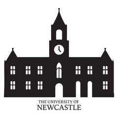 Fototapeta premium University of Newcastle Silhouette with Trees and Modern Architecture