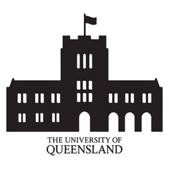 Obraz premium University of Queensland Silhouette with Great Court and Palm Trees