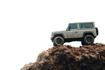 Mud-Splattered SUV Conquer Peak Dusty Terrain Adventure Automobile Vehicle Expedition 4x4