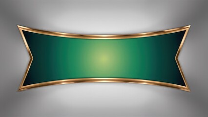 Elegant green banner with golden trim on a subtle gray background