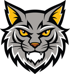 Obraz premium Fierce bobcat head mascot logo with intense narrow eyes