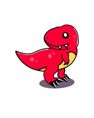 cute  red dinosaur illustration