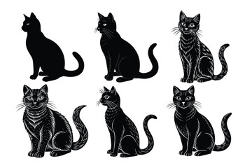 Set of cat silhouettes, Vector illustration