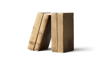 Wooden bookends for shelf, rustic decor, natural wood grain texture, home library and office accessory