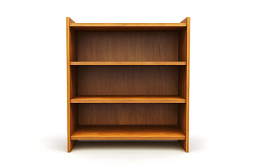 Wooden bookshelf with three shelves, perfect for storage and organization. Clean and empty shelves
