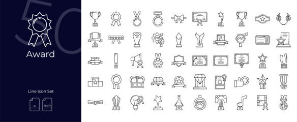 Award Line Editable Icons set. Vector illustration in modern thin line style of Award icons: winner, achievement, champion, etc