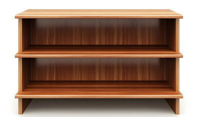 Empty wooden bookshelf with two shelves for home interior decor and storage solutions