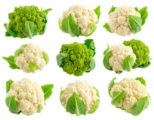 Fresh Green Cauliflower Bunch with Organic Appeal, isolated on a transparent background