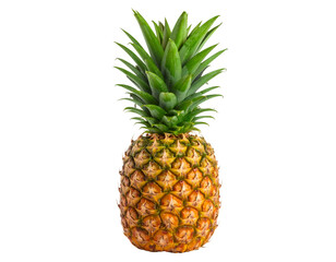 Fresh Ripe Pineapple with Green Leaves, isolated on a transparent background