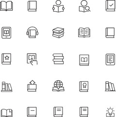 Education and reading icon set book, E-Learning, Library And Knowledge Line Icons Collection in Minimal Style.