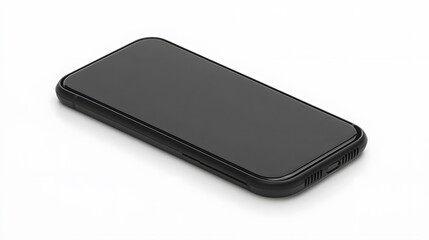 Sleek Black Smartphone Mockup Isolated on White Background