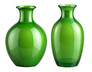 Modern Green Ceramic and Glass Vase Set, isolated on a transparent background