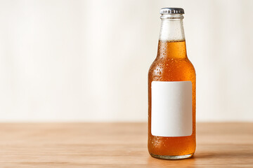 Cold beer bottle mockup with blank label for branding and advertising
