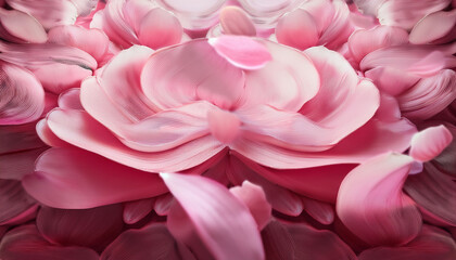 seamless 4k animation featuring glossy pink petal like shapes gently floating in space smooth organic motion and soft lighting create an abstract floral atmosphere ideal for vj loops wellness