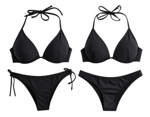 Women's Black Bikini for Summer Vacation, isolated on a transparent background