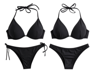Women's Black Bikini for Summer Vacation, isolated on a transparent background