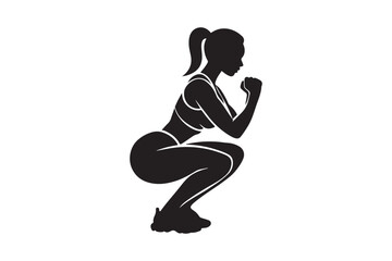Silhouette of a woman performing a squat exercise in athletic wear
