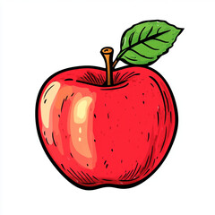 red apple with leaf