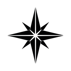 Compass Star with Four Sharp Points Vector Illustration