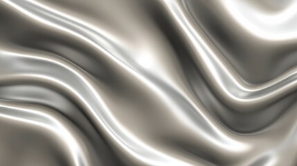 Fototapeta premium Satin Silver Wave Texture: Abstract liquid metallic design with flowing waves on a smooth satin background