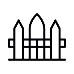Fence and Lawn Outline Icon Vector Illustration