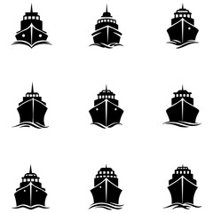 Naklejka premium Designs for logos and emblems that feature iconic ship and boat shapes for branding