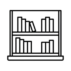 Library Bookshelf Outline Icon Vector Illustration