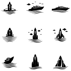 Bundle of nautical vessel illustrations perfect for creating logos for yacht clubs and marine companies