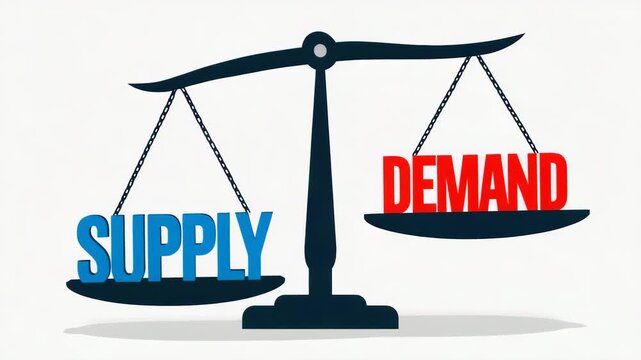 supply demand scale stock market trade global balance illustration video animation