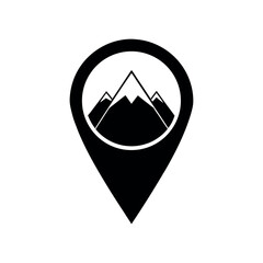 Location Pin with Mountain Shape Icon Vector Illustration