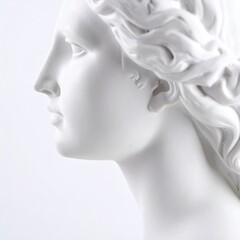 White sculpture of a woman's head