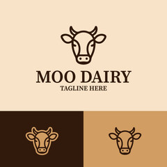 Cow dairy business abstract logo design, Cow face logo design