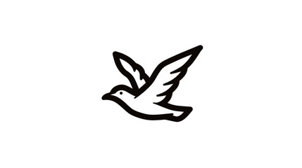 A simple black and white illustration of a bird in flight, symbolizing freedom and nature