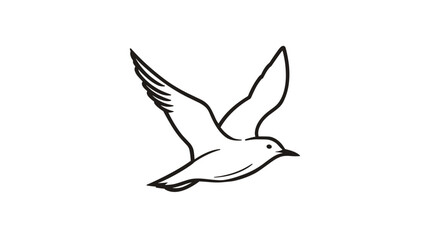 A simple outline drawing of a bird in flight, symbolizing freedom and nature