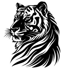 Obraz premium Stylized tiger illustration in black and white tribal design