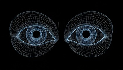 Abstract wireframe eyes on black background