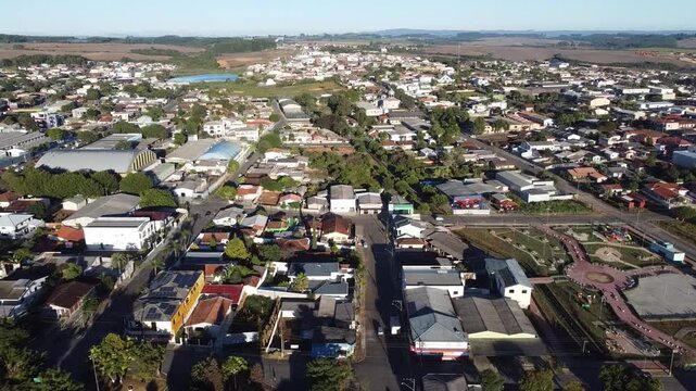 Drone in motion of the city of Tel&ecirc;maco Borba, a municipality located in the Campos Gerais region of Paran&aacute;, 235 km from the capital of Paran&aacute;, Curitiba. The image was taken in the morning