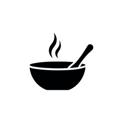 Steaming Bowl with Spoon Logo Icon Vector Illustration