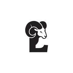 Obraz premium Creative Ram Animal and Letter L Logo Design for Business and Branding