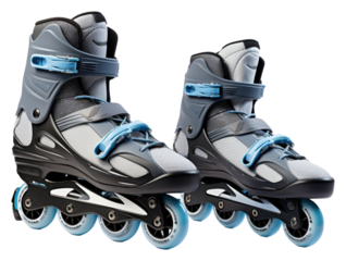 PNG Blue gray inline skates footwear skating transportation.